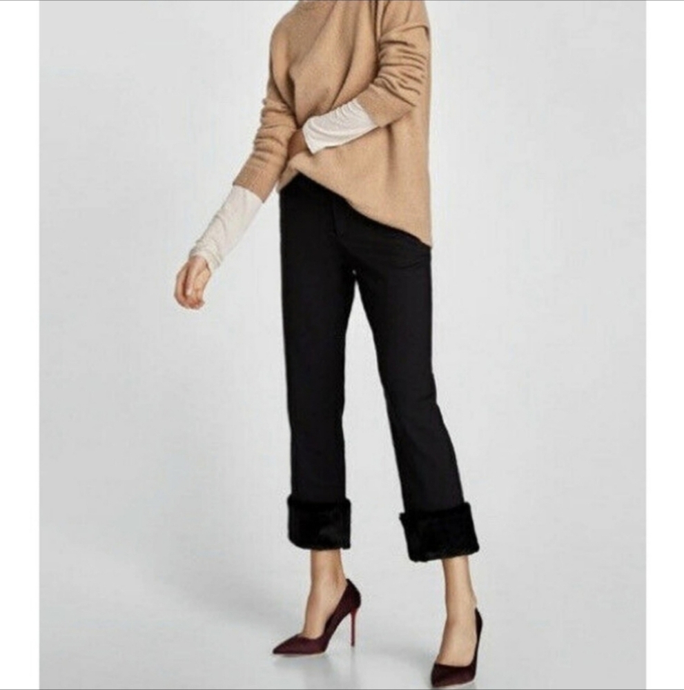 Small Zara Basic Collection Black Pants With Faux… - image 2